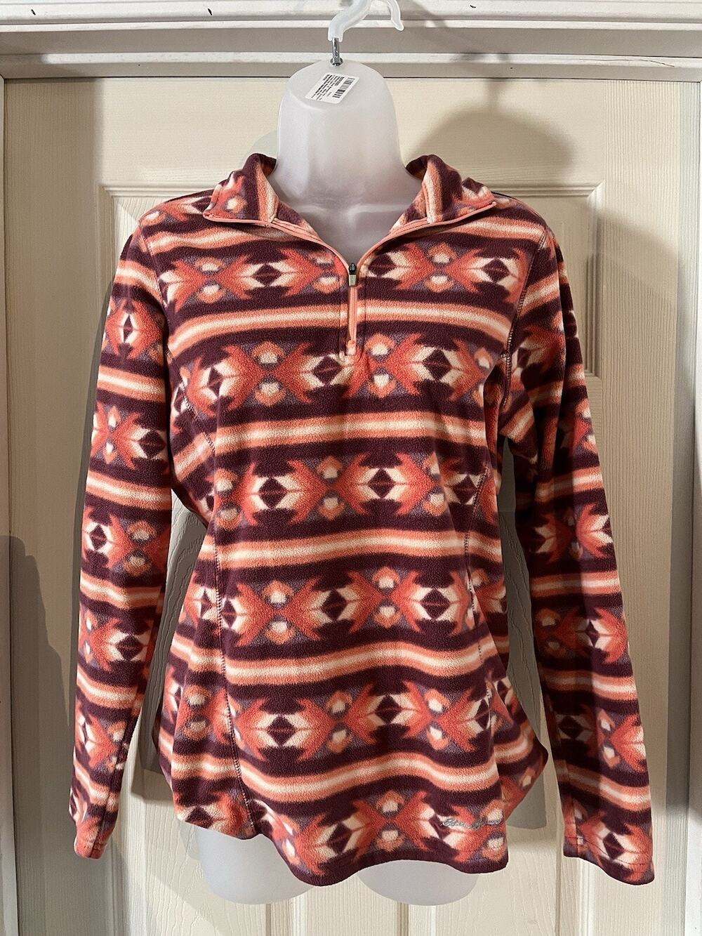 Eddie Bauer Plush 1/4 zip Pullover Fleece Women’s Sz M Jacket Ultra-soft Aztec